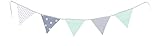 Guirnalda de banderines de ULLENBOOM ® con menta gris (guirnalda de tela: 1,90 m; 5 banderines; decoración para la habitación de los niños; fiestas de bienvenida para bebés)