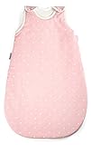 Ehrenkind® Saco de dormir redondo para bebé | Arrullo de algodón orgánico | Bolsa de dormir para bebé para todas las estaciones | Tamaño: 50/56 | Color: Rosa con puntos blancos