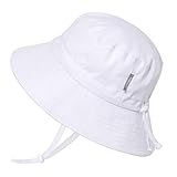 Jan & Jul Newborn Infant Baby Girl Boy Cotton Bucket Sun Hat 50 UPF Protection, Adjustable Good Fit, Stay-on Tie (S: 0-6m, White)