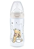 NUK First Choice + Biberón para 0-6 meses, indicador de control de temperatura, biberón de 300 ml con válvula anticólicos, sin BPA, tetina de silicona de Disney Winnie the Pooh