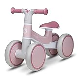 lionelo VILLY Bicicleta de Equilibrio Ligera, Correpasillos para bebés 4 Ruedas de 1 a 3 años (hasta 30 kg), Amortiguación Delantera, Asiento ergonómico, Regalo para niñas y niños (Pink)