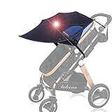 FREESOO Toldo Protector Solar Universal para Cochecitos Capazos Carrito de Bebé Sillas de Paseo Sombrilla Parasol Protección UV contra el Viento a Prueba de Lluvia con Malla Transpirable Negro