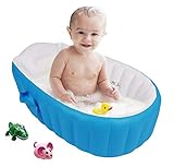 Bañera para Bebe Hinchable Plegable de Viaje Ducha Para Niños Recién Nacidos (Azul)
