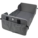 Dooky Traveller Baby Cuna de viaje plegable con colchón incluido (superligera y compacta, 41 x 75 cm, compartimentos en el exterior, 100% poliéster), Negro