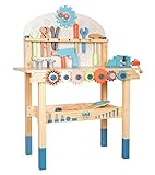 Labebe - Banco de trabajo infantil de madera, para niños, juego de imitación, con herramientas y accesorios para niños de 2 años