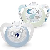 NUK Star Baby Dummy | 0-6 meses | Chupetes de día y noche | Silicona sin BPA | Koala azul | 2 unidades