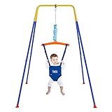 FUNLIO Saltador de puerta con soporte para bebé （6-24 meses) juego de ejercicio de columpio para jugar en interiores/exteriores para bebé niña/niño, con cadena ajustable, fácil de montar y almacenar