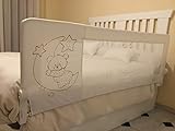 Barrera de cama para bebé, 150 x 65 cm. Modelo osito y luna beige. Barrera de seguridad.