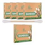 EcoShoots 400 o 1000 bastoncillos de algodón de bambú | Paquete de 4x100 bastoncillos orgánicos | Embalaje libre de plástico reciclado | Limpiador de Oidos orgánico con certificado GOTS