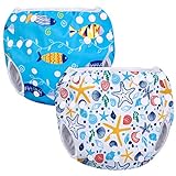 Luxja Pañal de Natación para bebes Bañador Reutilizable de Nadar de Bebé Pañal lavable para Bebé (0-3 años), Shell + pescado azul