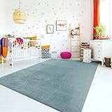 TT Home Alfombra para habitación infantil, lavable, antideslizante, para niños y niñas, suave y moderna, monocolor pastel, color: turquesa, tamaño: 60 x 100 cm